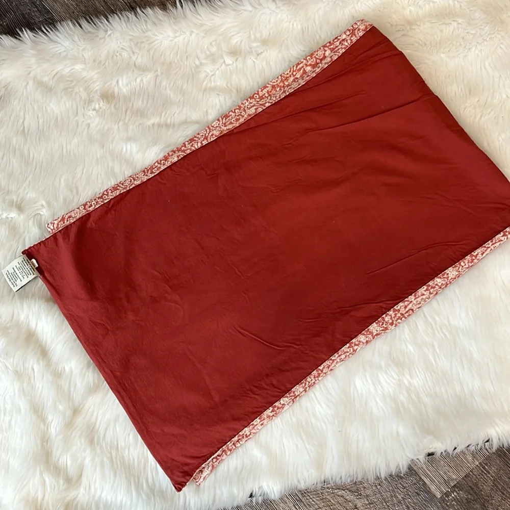 Pottery Barn Burnt Orange Tara Block Print Boho Table Runner